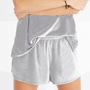 Madewell Velvet Pajama Shorts Silver | Grey